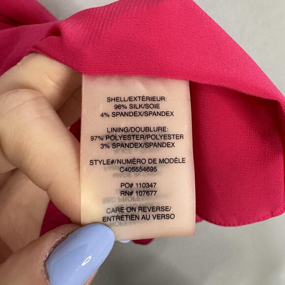 Alice + Olivia Fierra Dress Womens Large Pink Silk Blend Mini Slip Deep V-Neck - Picture 11 of 12